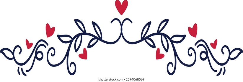 Romantic Dividers Element on White Background. Vector Illustration.