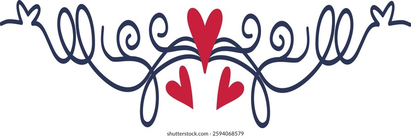 Romantic Dividers Element on White Background. Vector Illustration.