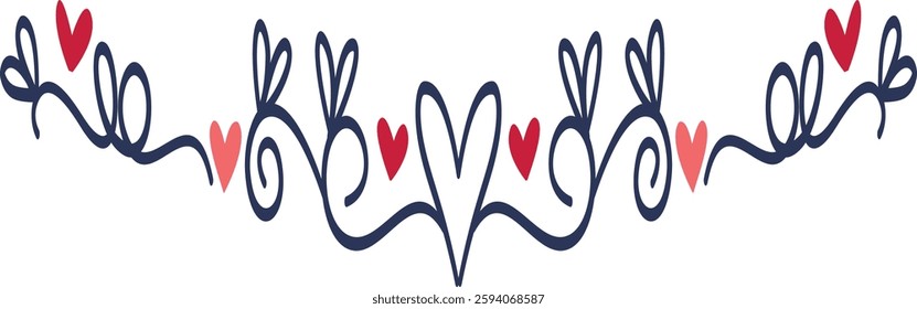 Romantic Dividers Element on White Background. Vector Illustration.