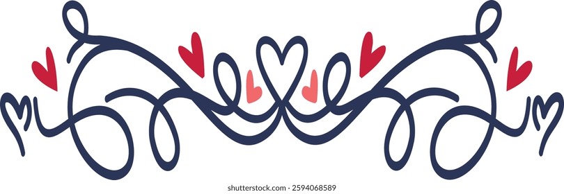 Romantic Dividers Element on White Background. Vector Illustration.