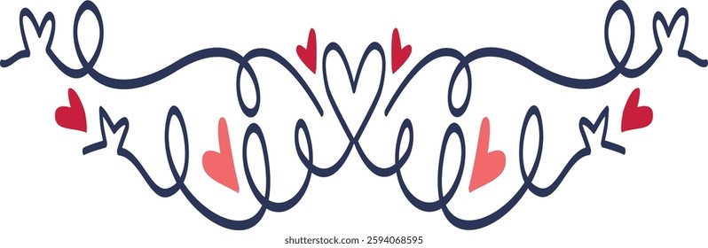 Romantic Dividers Element on White Background. Vector Illustration.