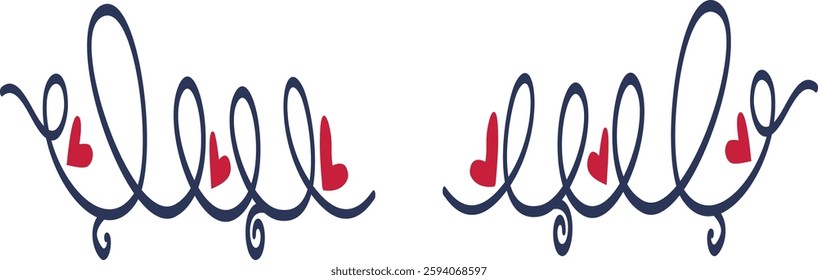 Romantic Dividers Element on White Background. Vector Illustration.