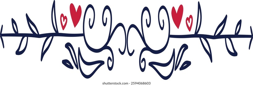 Romantic Dividers Element on White Background. Vector Illustration.