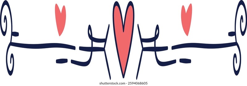 Romantic Dividers Element on White Background. Vector Illustration.