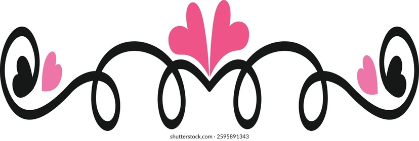 Romantic Dividers in Simple Decoration. Vector Illustration.