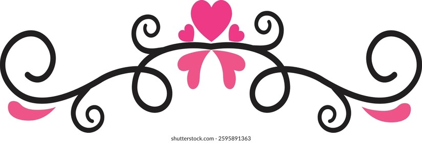 Romantic Dividers in Simple Decoration. Vector Illustration.