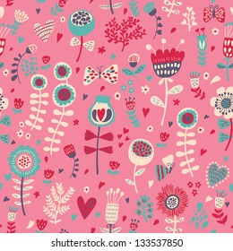 Textura de doodle romántica floral. Copie ese cuadrado a un lado y obtendrá un patrón de mosaico sin fisuras que le da a la imagen resultante la capacidad de repetirse o enlosarse sin costuras visibles.