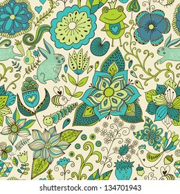 Romantic doodle floral texture. Copy that square to the side and you'll get seamlessly tiling pattern which gives the resulting image the ability to be repeated or tiled without visible seams.