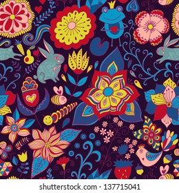 Romantic doodle floral texture. Copy that square to the side and you'll get seamlessly tiling pattern which gives the resulting image the ability to be repeated or tiled without visible seams.