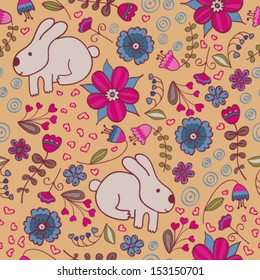 Romantic doodle floral  vector texture. Copy that square to the side and you'll get seamlessly tiling pattern which gives the resulting image the ability to be repeated or tiled without visible seams