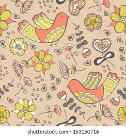 Romantic doodle floral  vector texture. Copy that square to the side and you'll get seamlessly tiling pattern which gives the resulting image the ability to be repeated or tiled without visible seams