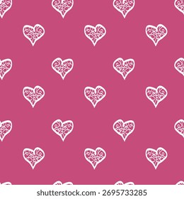 Patrón de corazón Doodle romántico – Blanco sobre Rosa