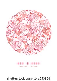 Romantic doodle hearts circle decor pattern background