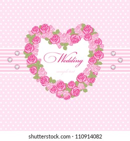 Romantic doodle with roses and diamonds