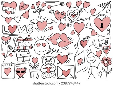 Romantic doodle for Valentines Day, vector illustration.