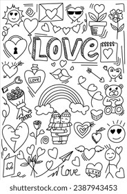 Doodle romántico para San Valentín, ilustración vectorial.