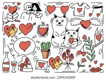 Romantic doodle for Valentines Day, vector illustration.