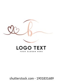 Un romántico batido en forma de corazón doble y la soñadora letra manuscrita modelo de logotipo tipo B, logotipo vector para identidad empresarial y de empresa 