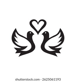 Romantic dove silhouette vector art