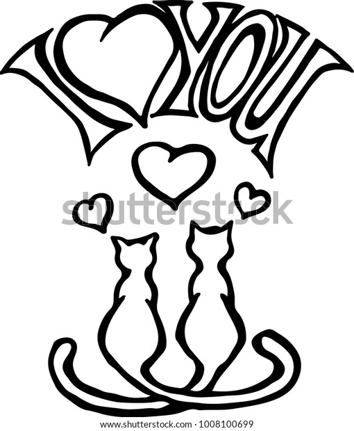 Romantic Drawing Valentines Day Coloring Book Stock Vector Royalty Free 1008100699