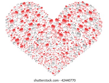 Romantic drops heart on the white background