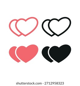 Plantilla de diseño de Vector de icono de corazón de dúo romántico