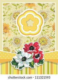 Romantic elegant floral background with vintage roses. Greeting card design. Happy Birthday vector illustration with flowers.
