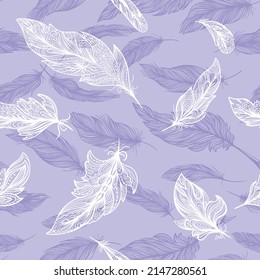 Romantic elegant sketch outline feather vector pattern
Seamless tender soft bohemian style background