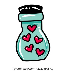 romantic elements, hearts in a jar. hearts for valentine's day. Vector illustration of heart ring doodles. valentine's day icon