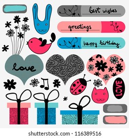 Romantic elements scrapbook set