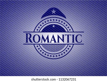 Romantic emblem with denim high quality background