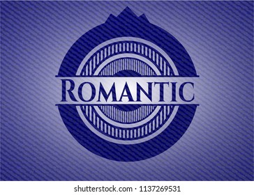 Romantic emblem with jean texture
