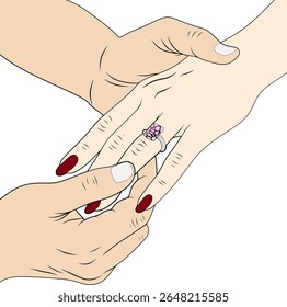 Romantic Engagement Ring Moment – Couple Holding Hands