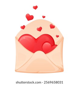 A romantic envelope filled with vibrant red hearts, representing messages of love and affection for Valentine's Day, wedding invites, or romantic-themed designs, this image conveys heartfelt emotions