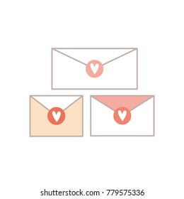 Romantic envelope with heart. Love card design. Flat icon Vector illustration