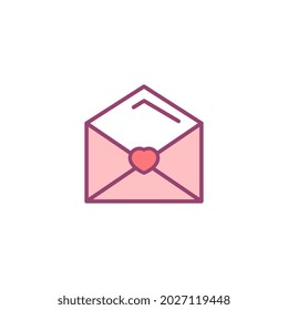 romantic envelope with heart. Vector icon illustration
