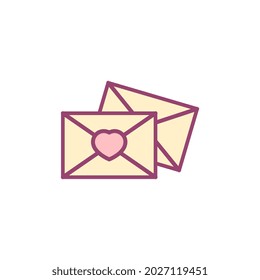 romantic envelope with heart. Vector icon illustration
