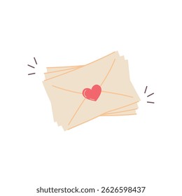 Romantic envelope illustration with a red heart seal. Perfect for Valentine’s Day, love messages, or wedding invitations.