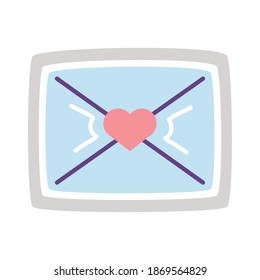 romantic envelope sticker flat style icon vector illustration design