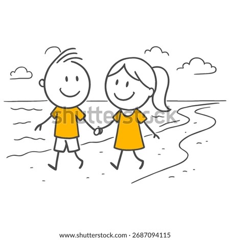 A Romantic Escape Moment for Two, Representing Eternal Love and Happiness Brought to Life with Simple Lines.