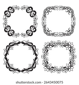 Romantic and Ethereal BloomingVintage Decorative Floral Border Vector Collection
