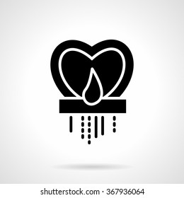 Romantic events organisation. Paper sky lantern heart shape. Love wishes symbol. Vector icon flat black silhouette style. Valentines Day series. Single design element for web, app. 