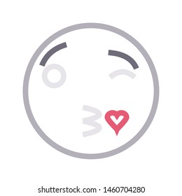 romantic face colour line vector icon