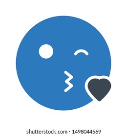 romantic face glyph colour vector icon