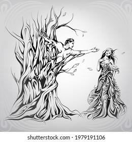 Romantic fairy tale  Vector illustration 