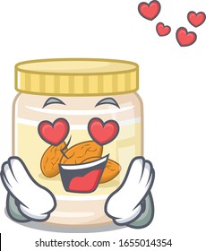 Romantic falling in love almond butter cartoon character concept