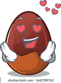 Romantic falling in love chocolate egg cartoon character concept