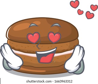Romantic falling in love chocolate macaron cartoon character concept