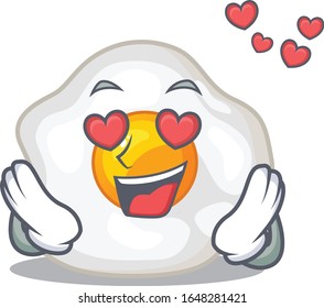 Romantic falling in love fried egg cartoon character concept