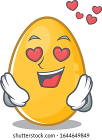 Romantic falling in love golden egg cartoon character concept